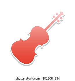 Violin sign illustration. Vector. Reddish icon with white and gray shadow on white background. Isolated.