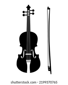 violin Silhouette, Fiddle Musical Instrument Vector