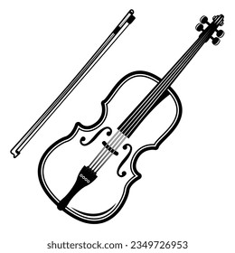 violin silhouette isolated on white background