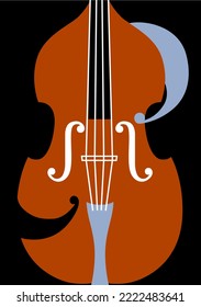 Geigersilhouette auf Schwarz. Einfache Kunstkomposition.