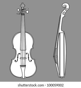 violin silhouette on gray background, vector illustration