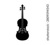 Violin Silhouette On White Background Musical Instrument Shape