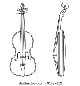 violin silhouette on white background, vector illustration