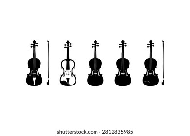 Violin Silhouette Vector Collection Set