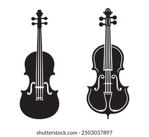 Violin Silhouette Vector isolated on white