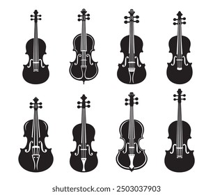 Violin Silhouette Vector isolated on white