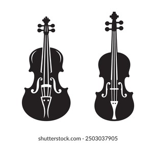 Violin Silhouette Vector isolated on white