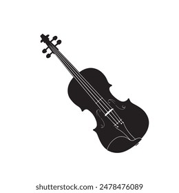 violín Silueta Vector fondo blanco