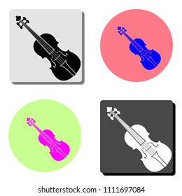 violin. simple flat vector icon illustration on four different color backgrounds