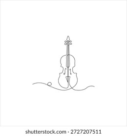 Diseño de arte de una sola línea de violín.