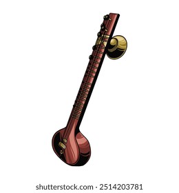 Violín Sitar Mandolina Lyre Guitarra Violonchelo Banjo Arpa Música Clásico Antiguas Diseño Arte Ilustración Elemento Vector