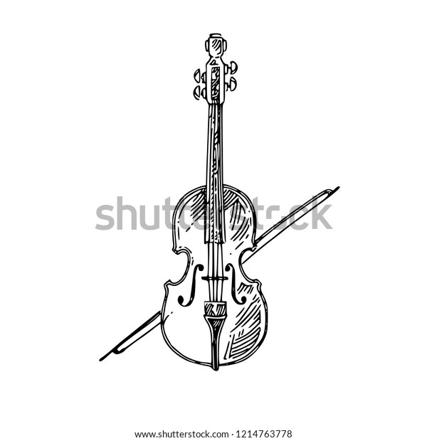 Violin Sketch Engraving Style Vector Illustration Stock Vector (Royalty ...