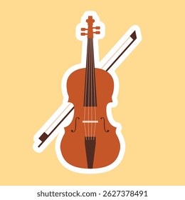 Violin sticker on isolated  background.Vector illustration
