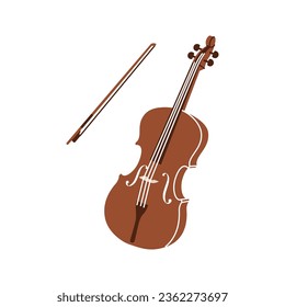 Violin, string instrument. Musical instruments silhouette. Vector illustration.