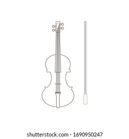 instrumento de cadena de violín sobre fondo blanco