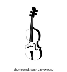 Violin String Musical Instrument Silhouette. Vector Illustration.