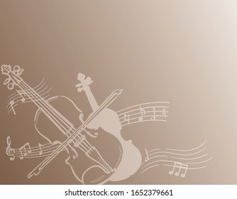 Violin themed background. Vector illustration.