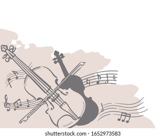 Violin themed background. Vector illustration.