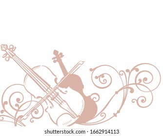 Violin themed background. Vector illustration.
