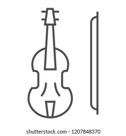 Violin thin line icon, musical and instrument, viola sign, vector graphics, a linear pattern on a white background, eps 10.