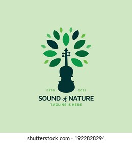 Violin Tree Leaf Concept Illustration for Nature Help or Classical Live Music