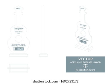 Plantilla de vectores trofeo de violín, Premio a la distinción de trofeos de negocios, Premio a trofeo de reconocimiento