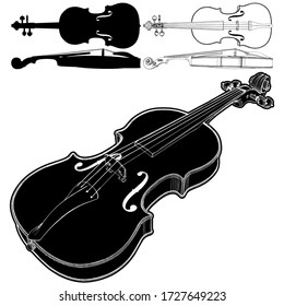 Violin Vector 01. Illustration Isolated On White Background. A Vector Illustration Of Classical Violin Background.