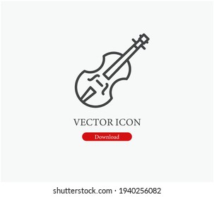 Violin vector icon.  Editable stroke. Linear style sign for use on web design and mobile apps, logo. Symbol illustration. Pixel vector graphics - Vector