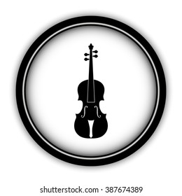 violin - vector icon; round  button with shadow