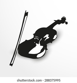 Violin. Vector illustration. Black and white view.
