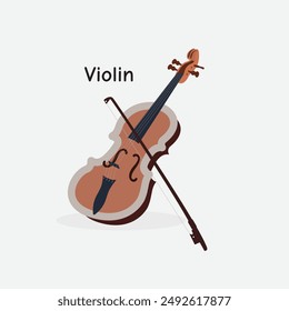 Violin Vector Illustration: Classical String Instrument