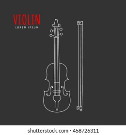 Violin vector illustration hand drawn doodle isolated. Musical instrument sketch. Music icon.