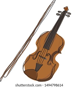 Violin. Vector illustration of a violin isolated on white. Hand draw violin.