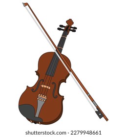 Violin. Vector illustration of a violin isolated on white. line drawing