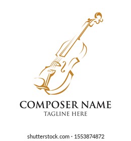 Violin vector illustration logo design, good for Composer logo and Orchestra music event