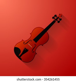 Violin vector illustration on red
