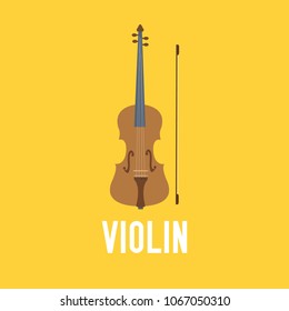 violin vector illustration symbol object. Flat icon style concept design