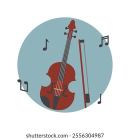 violin vector illustration symbol object. Flat icon style concept design