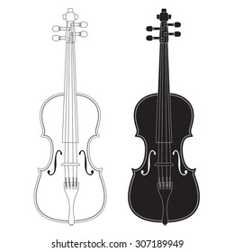 Violin. Vector isolated on white