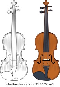 violin vector line art illustration