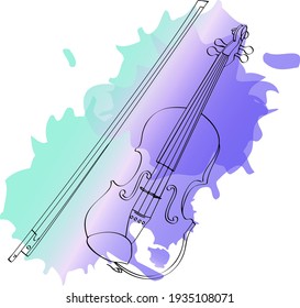 Violin. Vector print black illustration isolated on a colored background.
