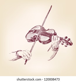 Violin - vintage hand drawn vector illustration