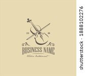 Violin Viola Fiddle Cello Bass Headstock Music Instrument Logo Design Vector Image