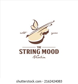 Violin Viola Fiddle Cello Bass Headstock Music Instrument Logo Design Vector Image