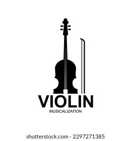 Violin Viola Fiddle Cello bass Contrabass music instrument silhouette logo design inspiration