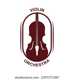 Violin Viola Fiddle Cello bass Contrabass music instrument silhouette logo design inspiration