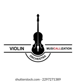 Violin Viola Fiddle Cello bass Contrabass music instrument silhouette logo design inspiration