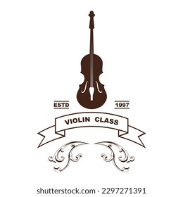 Violin Viola Fiddle Cello bass Contrabass music instrument silhouette logo design inspiration