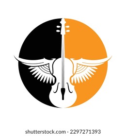 Violin Viola Fiddle Cello bass Contrabass music instrument silhouette logo design inspiration