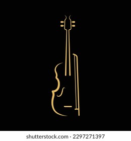 Violin Viola Fiddle Cello bass Contrabass music instrument silhouette logo design inspiration